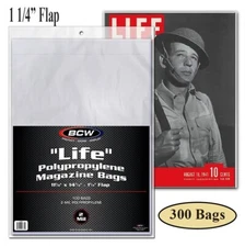 300 BCW Life Magazine Bags 2 Mil Poly Sleeves Safe Storage High-Quality Holders