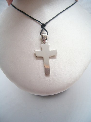 Cruz de Plata 925 Con Gargantilla En Cable - Colgante - Santa Cruz Crucifijo - Imagen 3 de 6