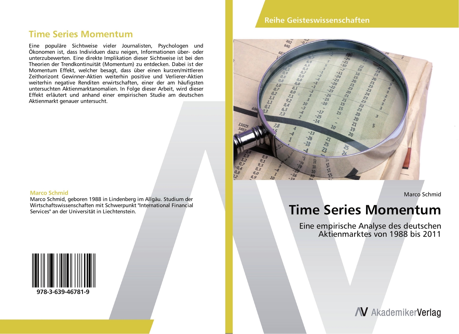 Thumbnail - Time Series Momentum Marco Schmid Taschenbuch Paperback 88 S. Deutsch