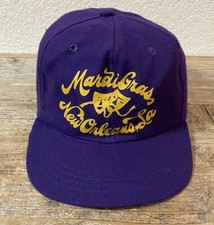 Vintage Wool Blend Mardi Gras New Orleans LA Hat Size Medium Purple And Yellow