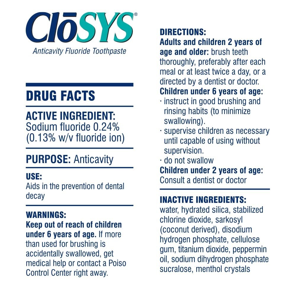 CloSYS Fluoride Toothpaste, 7 Ounce, Gentle Mint, Whitening, Enamel Protecti...