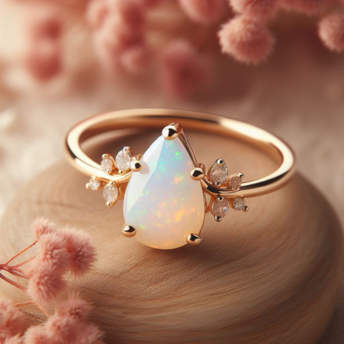 Vintage Natural Fire Opal Ring 14K Plated Gold,Vintage Ethiopian Opal Rings - Picture 1 of 9