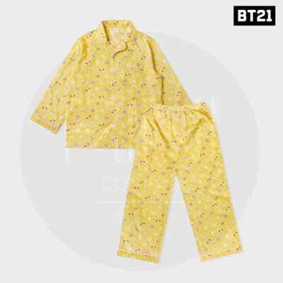 BTS BT21 Official Authentic Goods NEW BASIC Yellow Stripe Pajama Set + Tracking#
