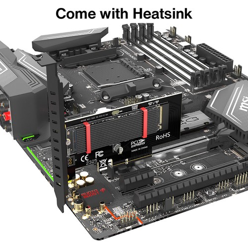 JEYI PCIe 4.0 X4 to M.2 NVMe Adapter 64Gbps Card With Aluminum SSD Heatsink - Picture 8 of 12