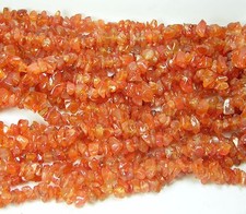 India 100 Natural Carnelian Chip Bead Crystal Strand 36"
