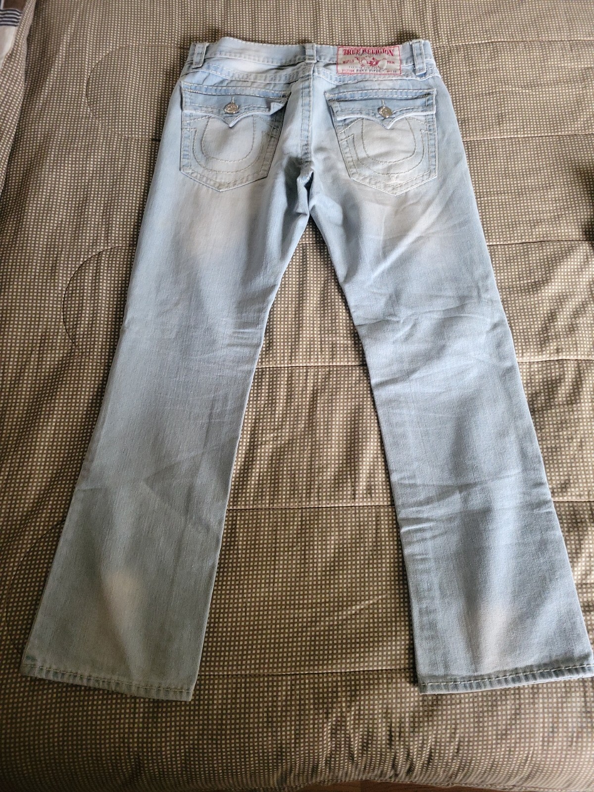 MENS TRUE RELIGION DISTRESSED BLUE JEANS SIZE 36X34 E… Gem