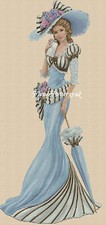 elegant lady Cross stitch chart   Elegant Lady 156I full length Flowerpower37-uk