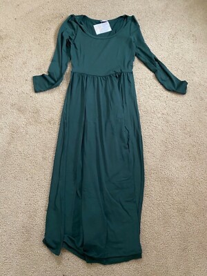 slim fit dress slacks Forest Green Long Sleeve V-Neck Tiered Maxi Dress