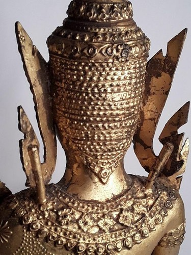 Large 18-19th c Thai Rattanakosin Gilt Seated Buddha - Picture 8 of 11