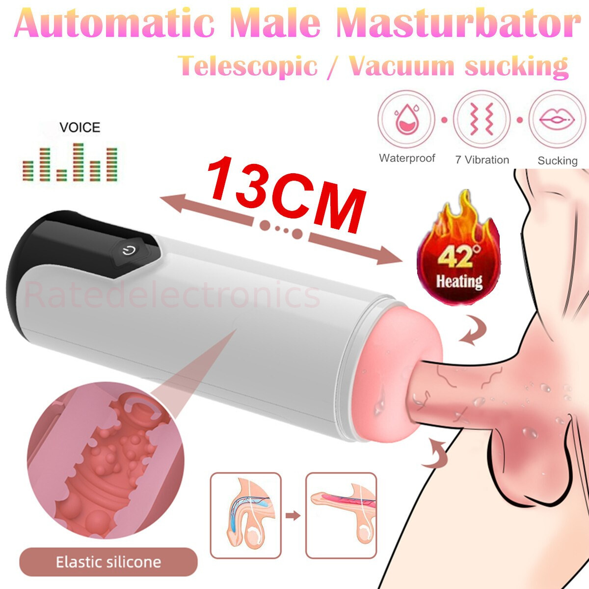 best male masturbation positions Male Masturbaters Automatic HandsFree Telescopic Cup Sucking Stroker Men  Sex Toy main image 1