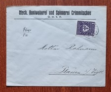 Fernbrief aus Crimmitschau nach Plauen mit EF 200 vom 1.6.22.
