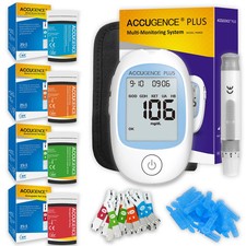 4in1 Blood Glucose Meter Hemoglobin Ketone Uric Acid Diabetes Anemia Tester UK