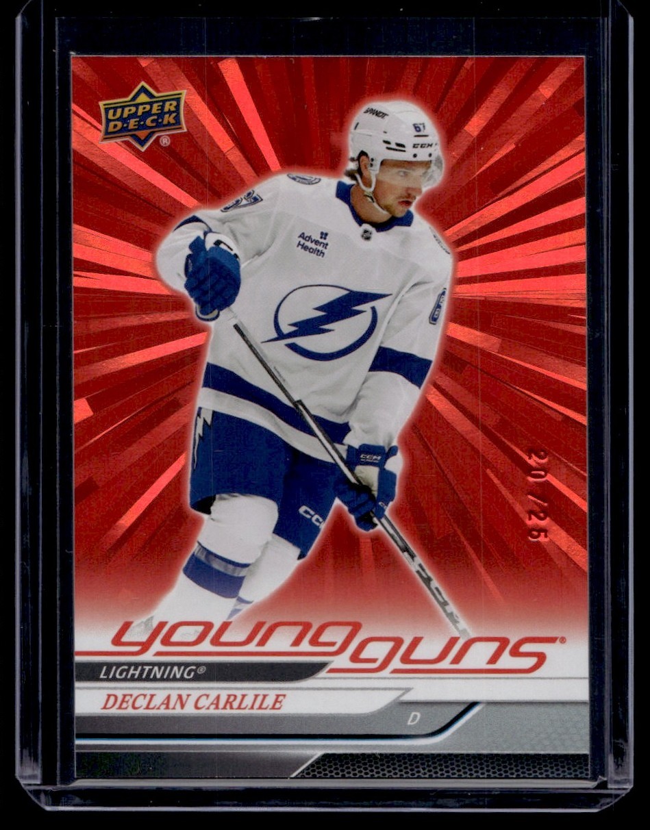 2024-25 Upper Deck Young Guns Red Outburst Declan Carlile RC /25 #467