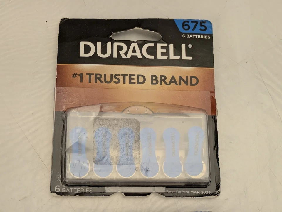 Lote de 2 pilas para audífonos Duracell DA675B6 tamaño 675 zinc aire 1,45 V 03/2023 Foto 3 de 4