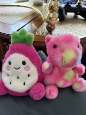Aurora Palm Pals collection: Rhys the Dragon Fruit and a pink tie-dye dragon