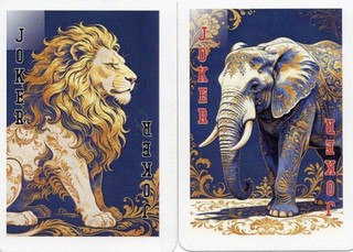 Pair of RARE MODERN "Lion & Elephant" JOKER Play Cards #83
