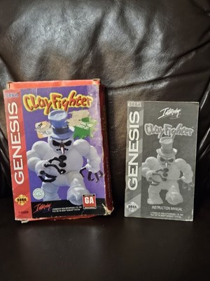 Sega Genesis Clay Fighter Game Box And Manuel ONLY. NO GAME