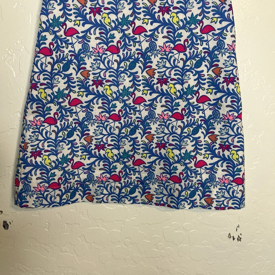 Vineyard Vines Shift Dress Toddler Size 2 Flamingo Blue Pink Ruffles Preppy - Image 4 of 4