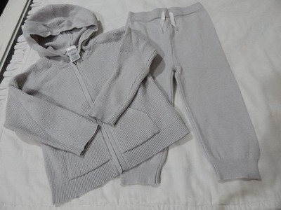 Modern Moments Boys 2T Light Grey Hooded Knit sweater and Pants set Outfit