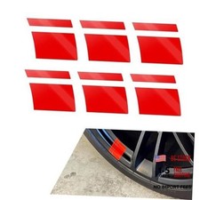 6-Pack Car Wheel Rim Decals, PVC Waterproof Wheel Wheel Rim Stripe 6 PCS Red