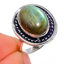 Natural Labradorite Gemstone 925 Sterling Silver Jewelry All Size Ring For Gift