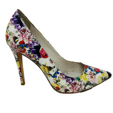 Alice  Olivia Floral Pumps Patent Leather Pointy Toe Stiletto Heels 38.5