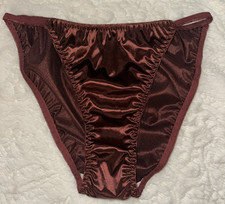 NEW XL CHOCOLATE BROWN LUSTROUS SATIN, SLIPPERY PANTIES, 100 COTTON GUSSET