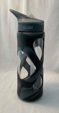 CamelBak Glass/Silicone Eddy Water Bottle-Black and Grey Swirl-Dishwasher Safe