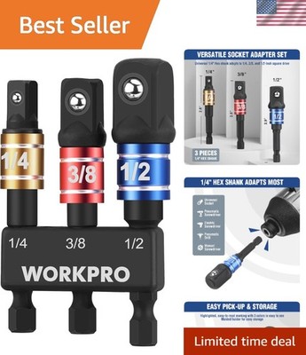 3-Piece Impact Grade Socket Adapter Set with Black Oxide Finish - Reliable Tools