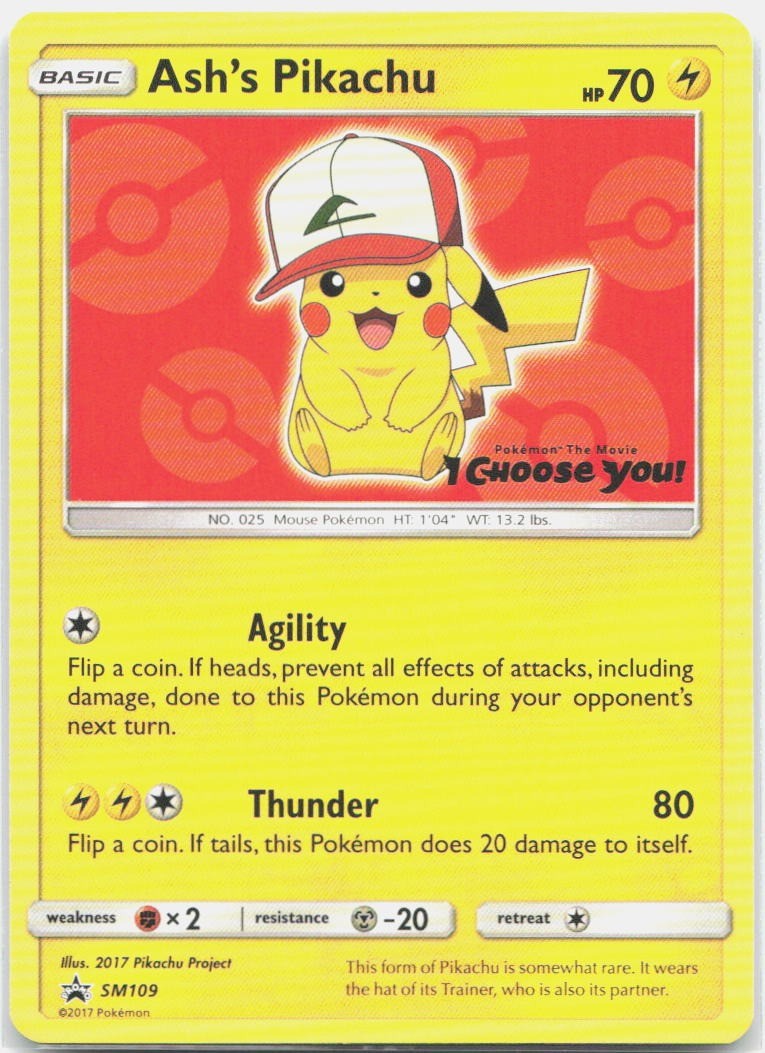 Pokemon Ash's Pikachu - SM109 NM P Sun & Moon Promo