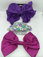 VTG 80s 90s Very Large Hair Bow Purple Hair Barrette Lot Floral French Fabric