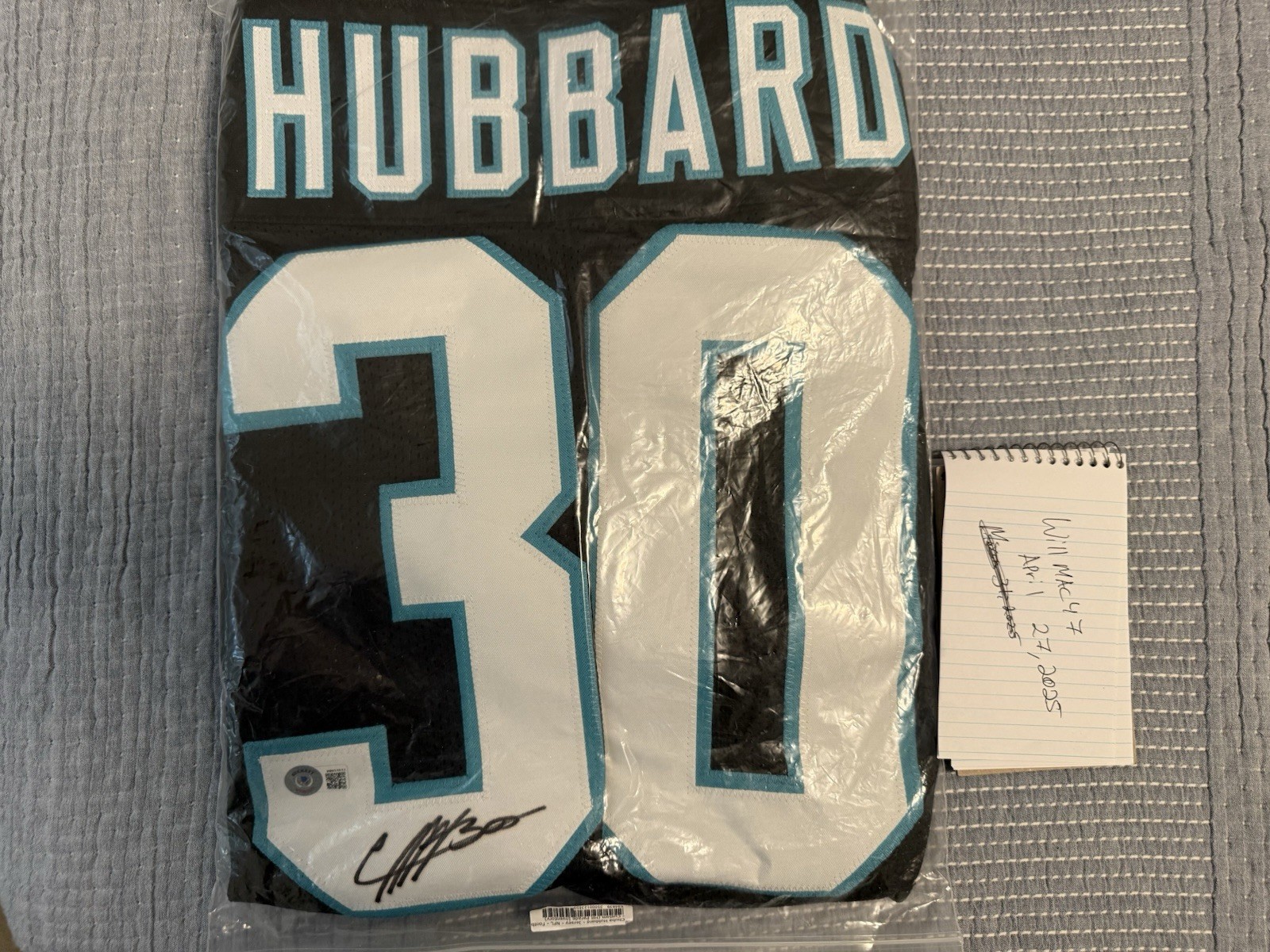chubba hubbard Autographed Signed Carolina Panthers Chuba Hubbard XL Jersey Beckett COA 