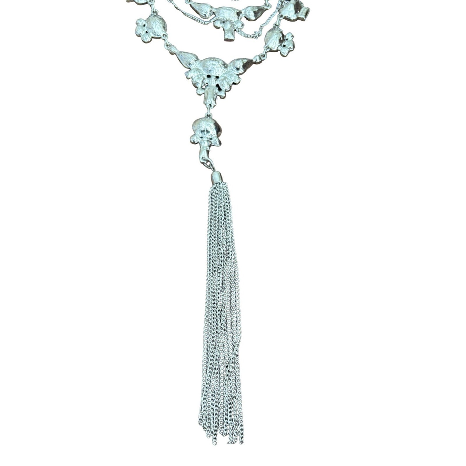 GUESS Silver Tone Layered Statement Necklace Past… - image 3