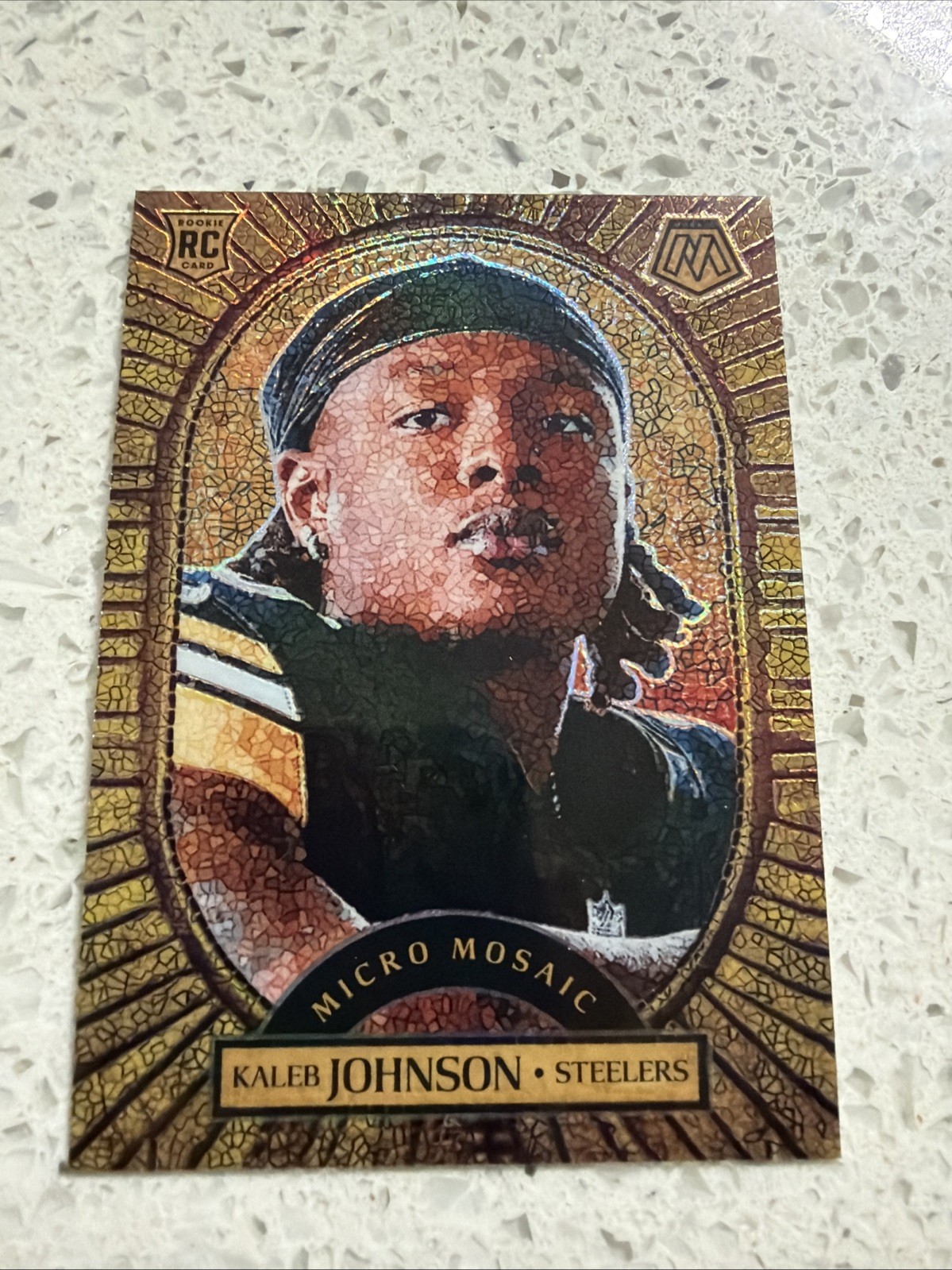 2025 Mosaic #4 Kaleb Johnson Rc Micro Mosaic *Case Hit* Steelers SSP