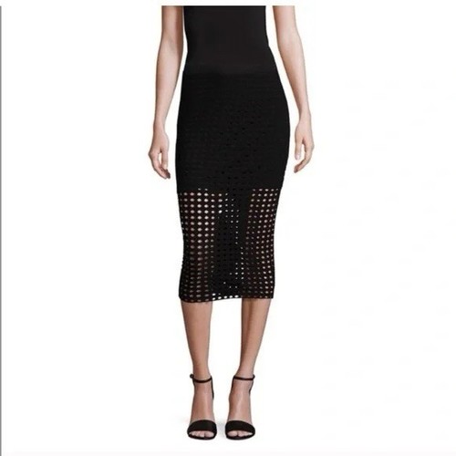 ALEXANDER WANG Rock UK M schwarz Lasercut knielang Stretchstoff - Bild 1 von 4