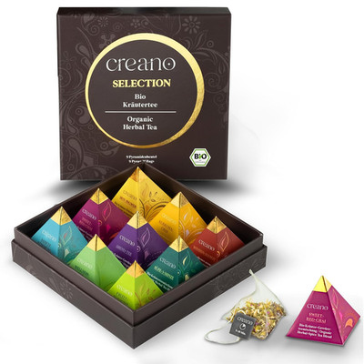 Creano Premium Bio Kräutertee Geschenkset  ORGANIC HERBAL TEA  - 9 Pyramiden-Tee