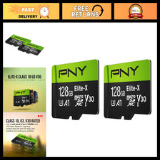 128GB MicroSDXC Card Class 10 U3 V30 A1 - 100MB/s Read Speed, 4K UHD, 2-Pack