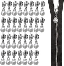 Savagrow 30Pcs Pearl Zipper Pulls #5 Slider Craft Making Silver Zipper Pulls Han