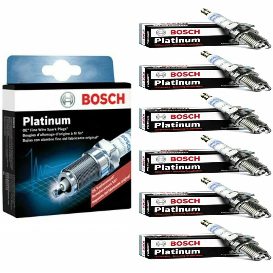 6 Spark Plugs Bosch Platinum For 1993-2004 JEEP GRAND CHEROKEE L6-4.0L - Image 2 of 2