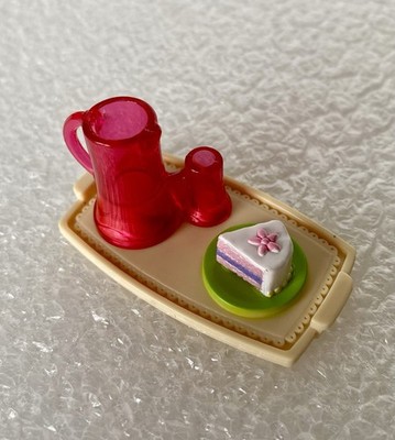 Fisher Price Loving Family Dollhouse Party Food Tray Slice of Cake Punch Juice