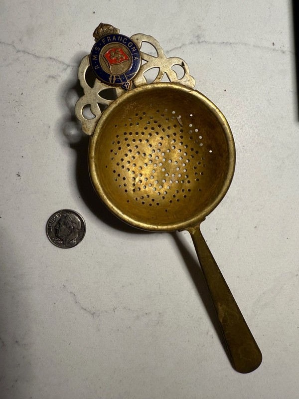 Original 1910s RMS Franconia Cunard Shipping Line Tea Strainer Vintage