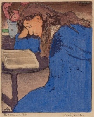 Reading   Frank Morley Fletcher 1930 VINTAGE art print