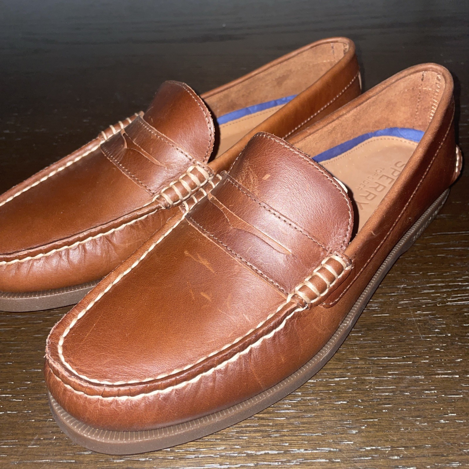 NEW SPERRY Harbor Leather Penny Loafer In Sahara Sz 10 Brown +