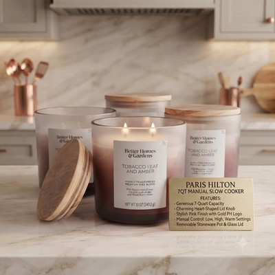 Better Homes & Gardens Tobacco Leaf & Amber 12oz Candle 4-Pack