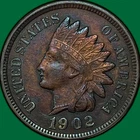 1902 Indian Head Cent Almost Uncirculated AU Coin #33971