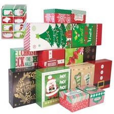 14 Decorative Christmas Gift Boxes with Lids and 80-Count Foil Christmas Gift...