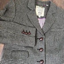 Jack Wills Tweed Jacket Womens US 4 UK8 Brown LambsWool Moon Blazer Woven Classy