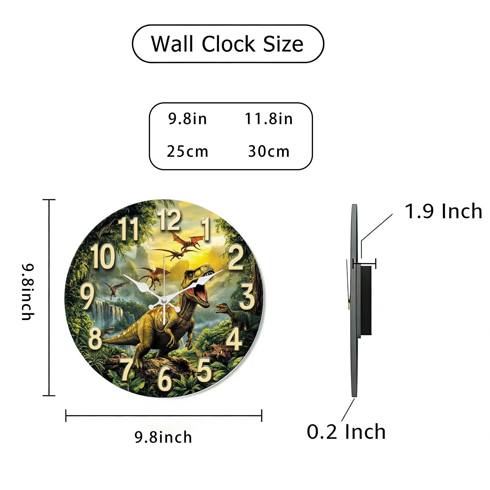Dinosaur Pattern Wooden Silent Wall Clock No Battery Holiday Home Decors Dinosaur Pattern Wooden Silent Wall Clock No Battery Holiday Home Decors reference photo