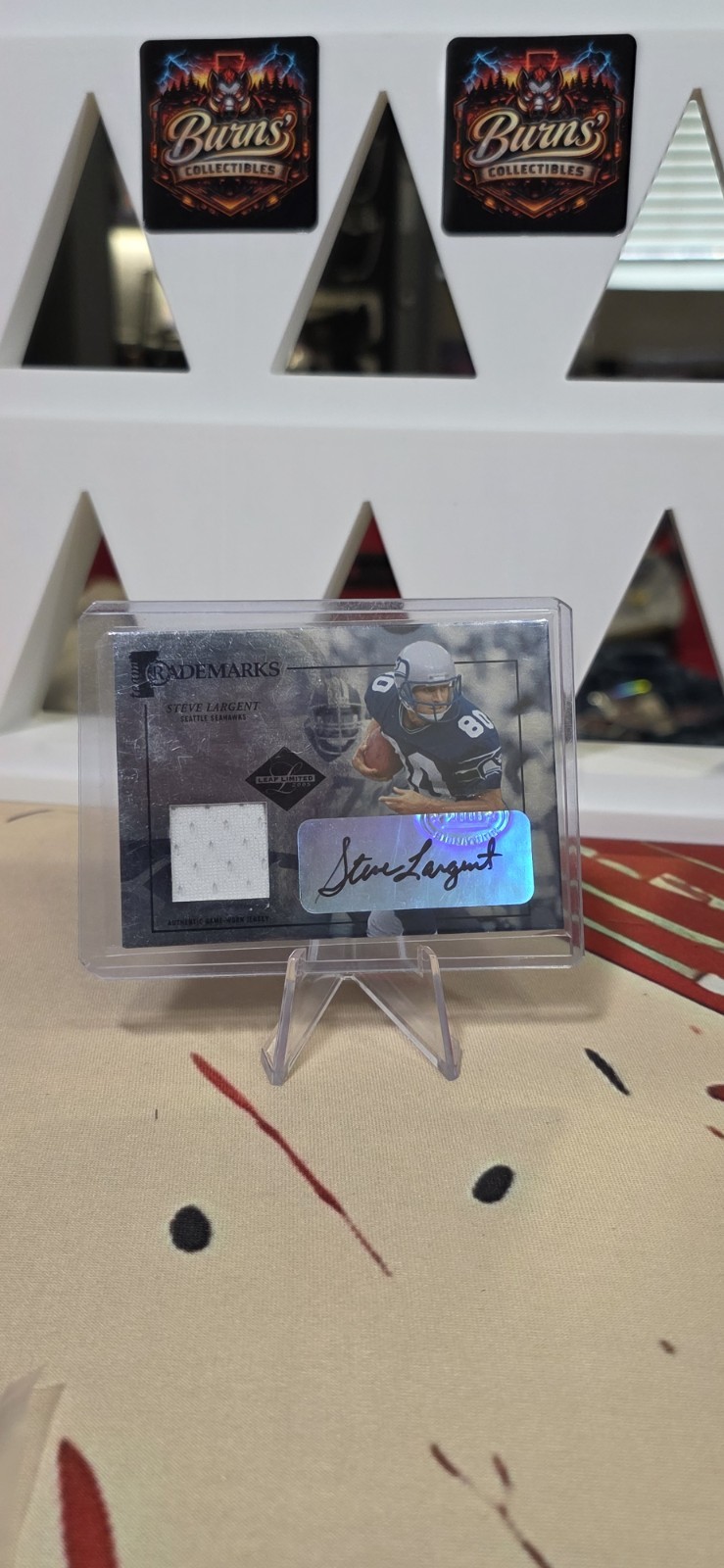 Steve Largent 2005 Donruss Leaf Limited Game Worn Patch Auto /50 HOF seahawks view 3