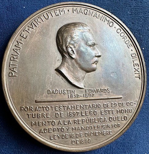 Chile-Santiago 1904 AE65mm Medaille gewidmet Dagustin Edwards - Bild 2 von 4